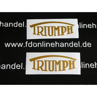 Triumph GB Schriftzug Aufkleber Abziehbild  49mm x 128mm Gross Gold Neu 