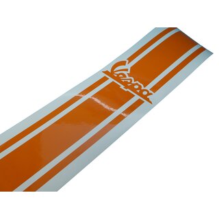 Vespa Aufkleber V50 PK PX GL GT Trittbreiit Beinschild Banner Schriftzug Zierstreifen Dekor Orange
